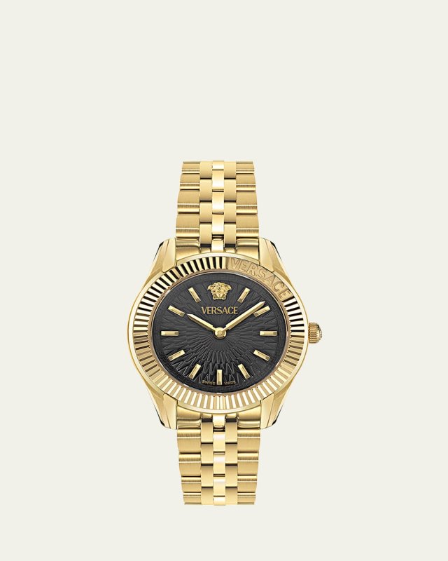 30mm Greca Time Watch with Bracelet Strap, Gold/Black